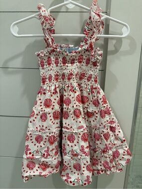 Hill House Girls Pink and White Shell-Print Sundress